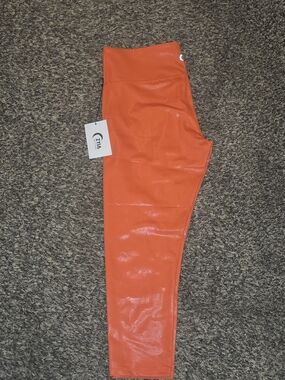 ZYIA Tangerine Metallic High-Rise Leggings
